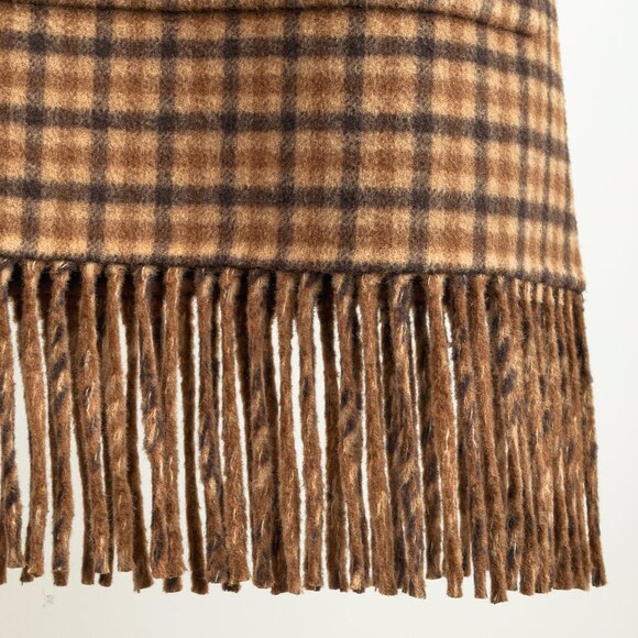 Nanushka Marzy Brown & Beige Fringed Checked Wool-Blend Coat - Picture 10 of 14